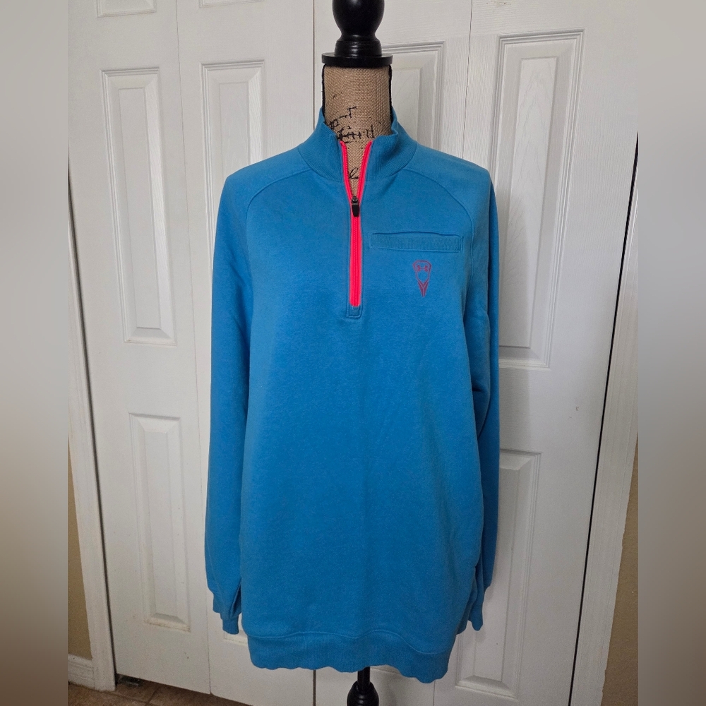 Under Armor Blue Quarter-Zip Pullover Sweatshirt with Pink Trim